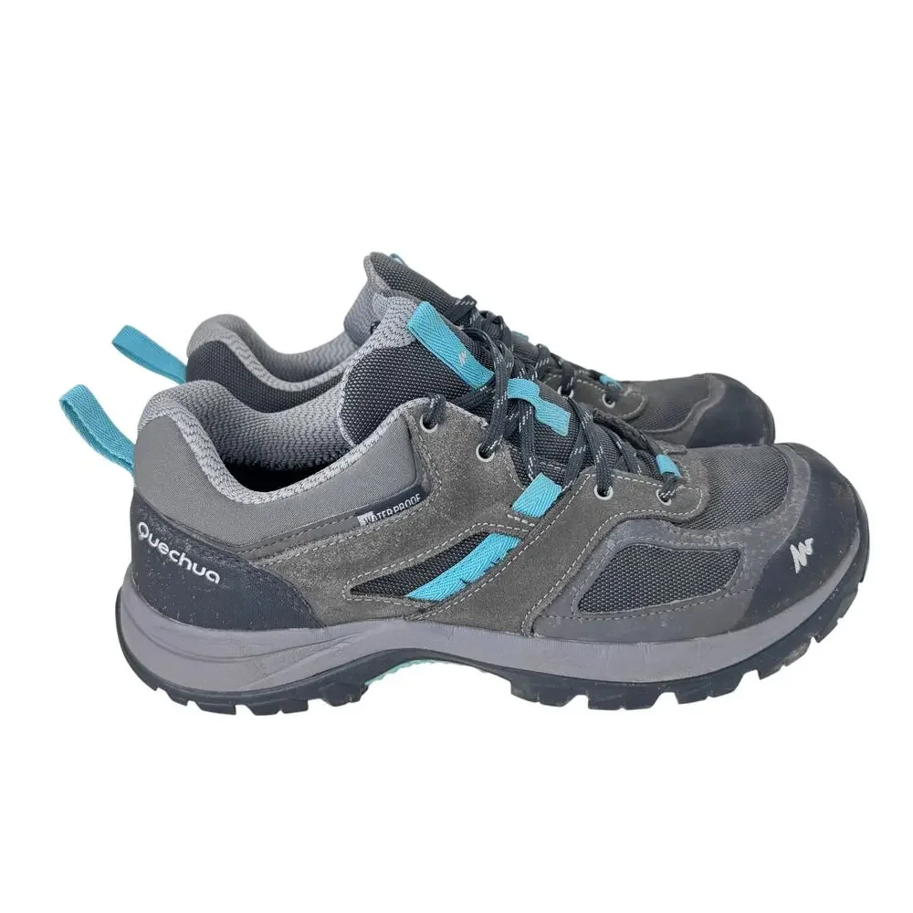 Quechua Decathlon MH100 Hiking Shoes Waterproof 8397090 Blue Grey Womens Size 9